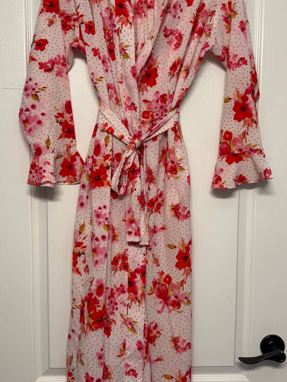 Oscar De La Renta Pink Label Floral Wrap Robe XS Cottagecore Pristine - Picture 15 of 15